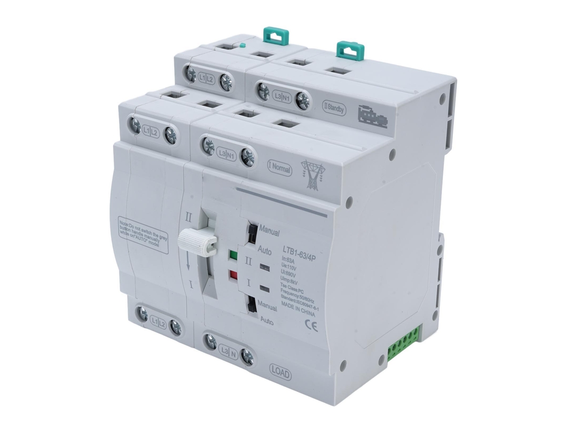 Interruptor de transferencia automática 4p 63a ATS Mini doble alimentación para riel DIN