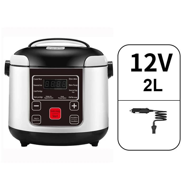 Olla arrocera multifuncional de 2 litros (12v), también prepara sopas y papillas, y funciona como lonchera.