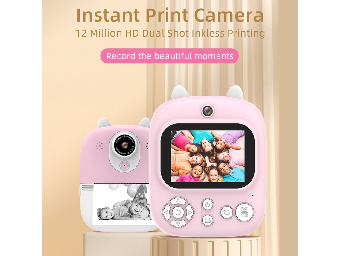 Andoer Cámara Instantánea Multifuncional 3 En 1 Para Niños Con Pantalla Ips 2.4", Lentes Duales 12mp Y Papel De Impresión