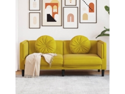 Sofá Con Cojines 2 Plazas Terciopelo Amarillo