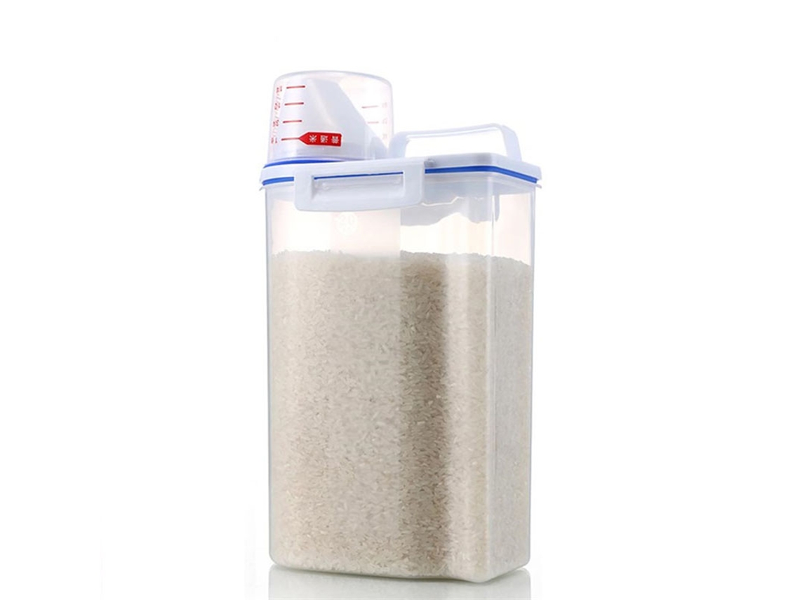 Recipiente Sellado Para Arroz De 2 Kg Con Taza Medidora, Gran Capacidad, Transparente, Para Granos Y Harina.