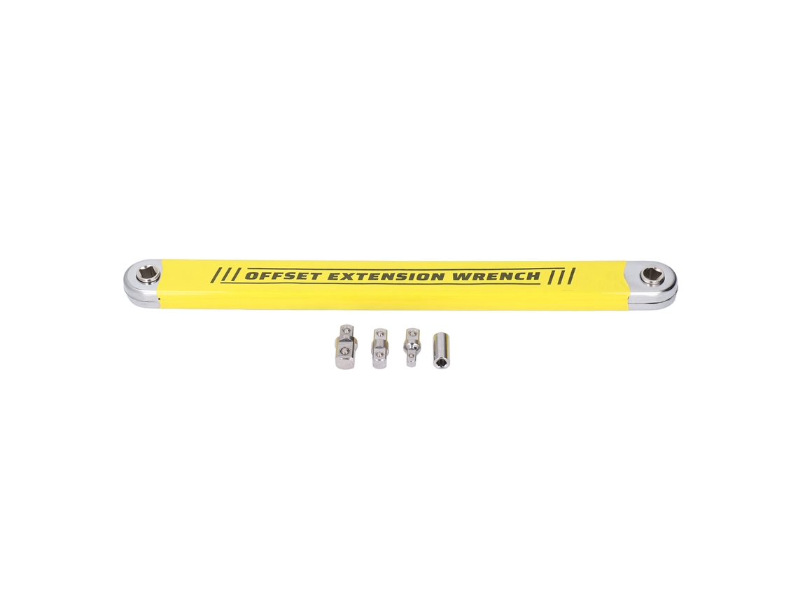 Extensión Acodada Multiusos De Acero De Alto Carbono Y Llave De Carraca Con Adaptadores De 1/2", 1/4" Y 3/8".