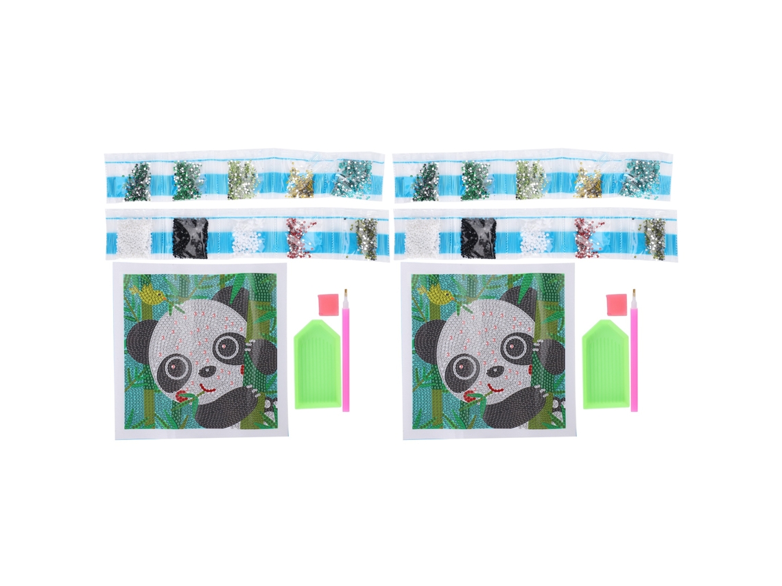 2 Set Pintura De Diamantes 5d Resina Diy Bordado Decoración Artesanal Patrón Panda