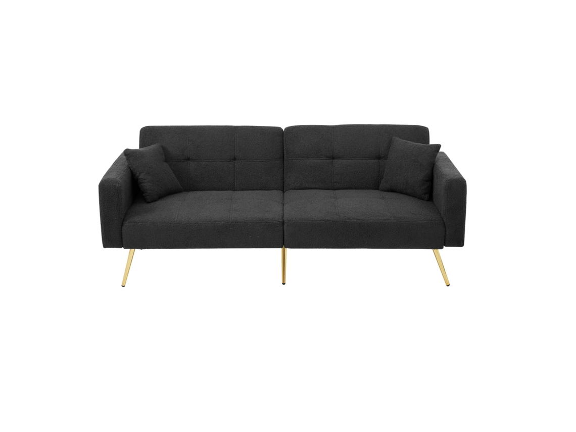 Sofá convertible con respaldo ajustable 2 plazas Tela felpa francesa Gris Mobrio
