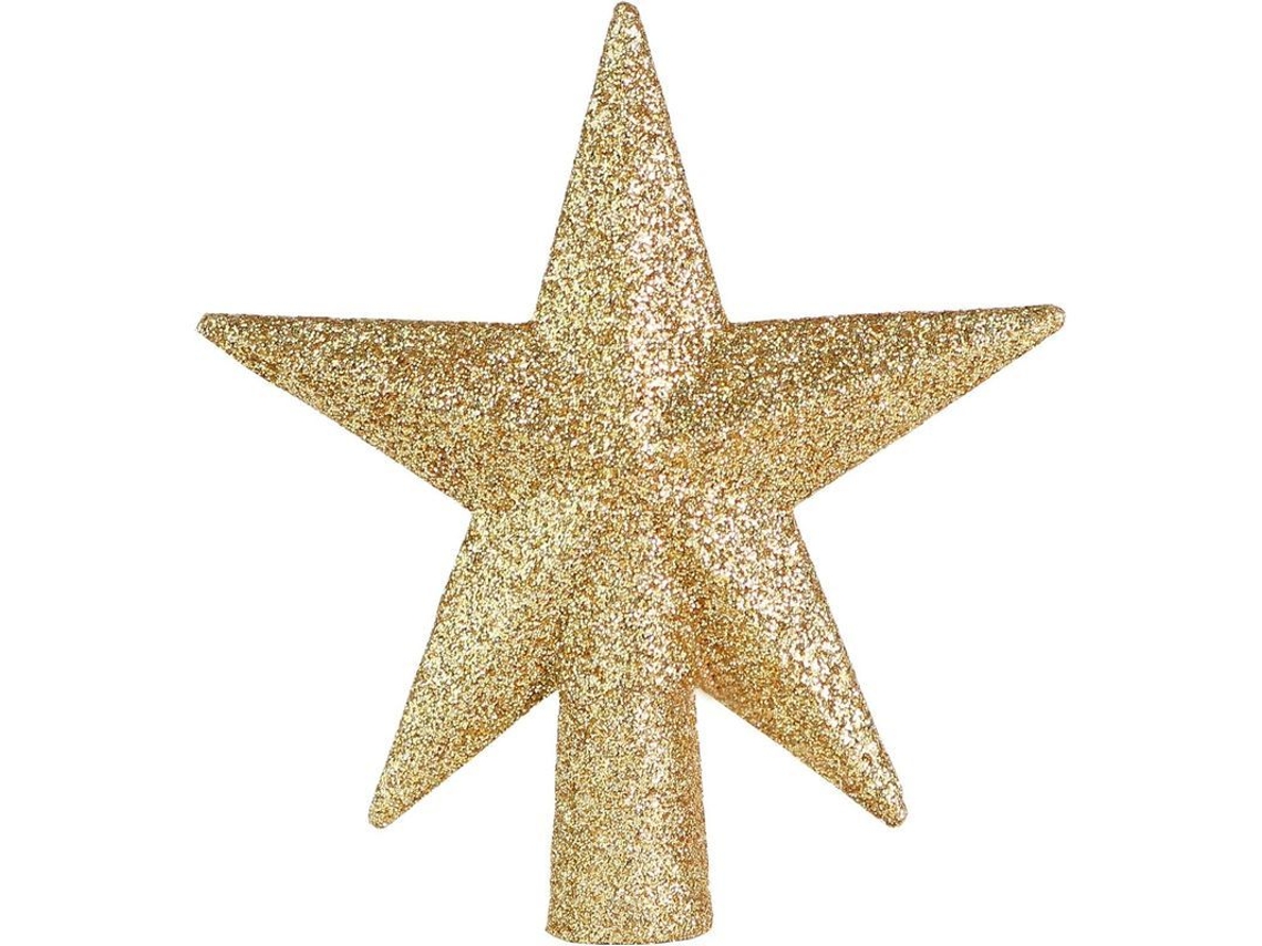 Adorno Navideño De Estrella Dorada Con Purpurina Para La Cima Del Árbol De Navidad, Decoración Navideña Para Árboles Temáticos.