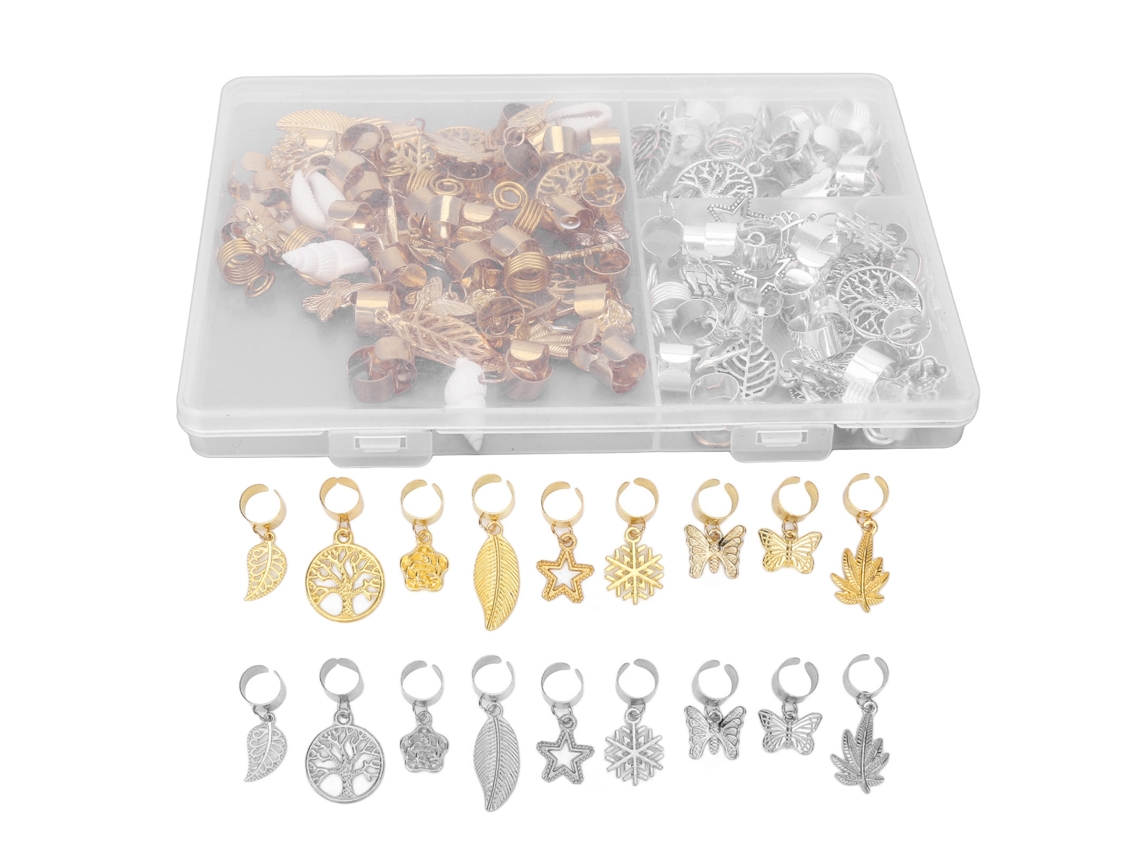 MEOIRUERY 114 piezas Anillos para Dreadlocks Aleación Metálica Trenzas Rizos Abalorios Pulseras Decoración para Boda Fiesta