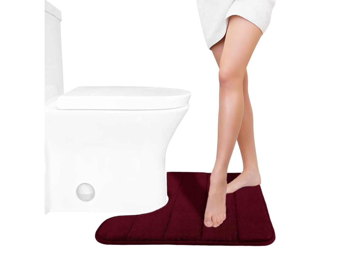 Alfombrilla De Baño De Espuma Viscoelástica En Forma De U (rojo Oscuro)