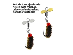 Señuelos artificiales para pesca con mosca, alimentados por insectos y con anzuelos, incluyendo señuelos tipo ninfa. Mdug (10 piezas)