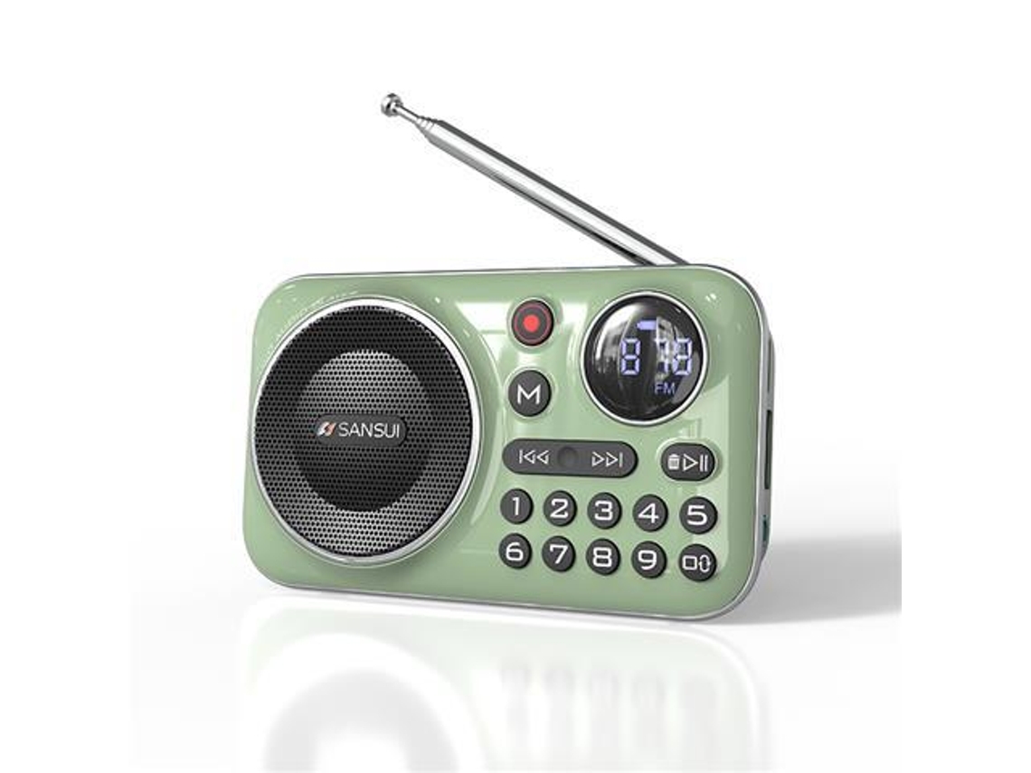 Radio FM con Bluetooth 5.0 y altavoz, miniradio portátil Mdug (verde)