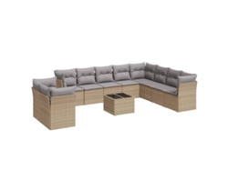Conjunto 11 de sofás de jardín VIDAXL con cojines ratán sintético beige