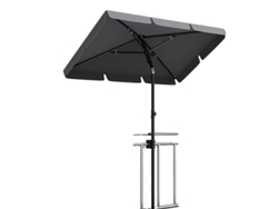 Parasol con protección UV, altura ajustable, color gris.