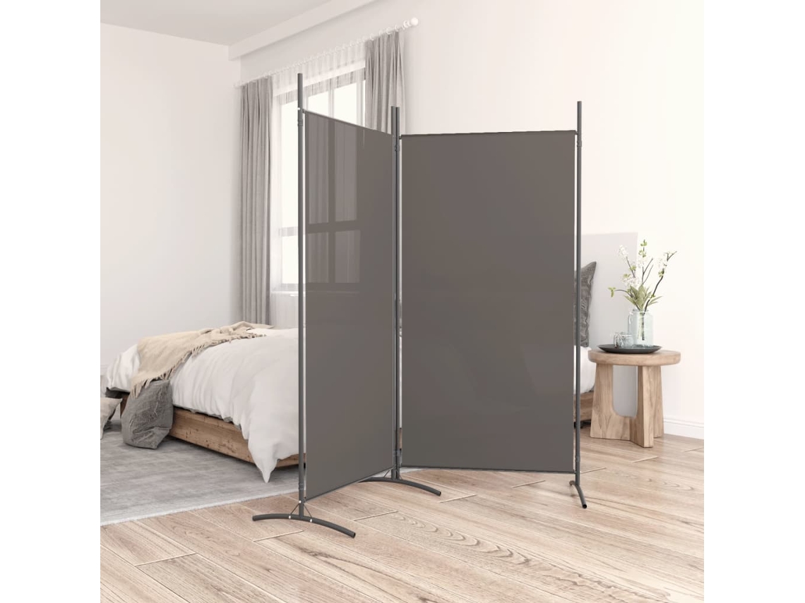 Biombo/separador de ambientes con 2 paneles | Separador de ambientes | Separador de ambientes de 175x180 cm, tela antracita