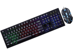 Teclado Y Ratón Usb Para Juegos Con Cable, Color Negro Con Retroiluminación Led Y Tacto Mecánico.