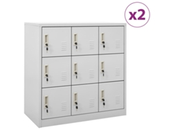 Armarios 2 piezas 90x45x92,5 cm acero gris claro DKD HOME DECOR