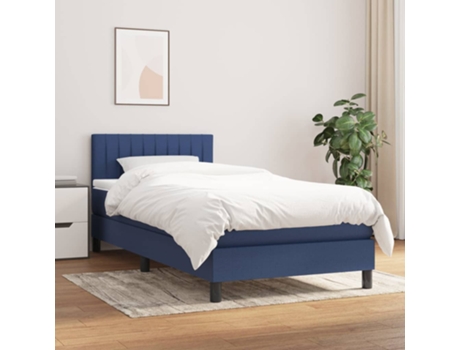 Cama con somier VIDAXL (Azul - Tela - 203 x 90 x 88 cm)