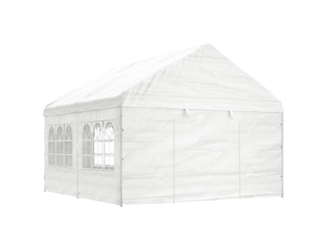 MAISON EXCLUSIVE Cenador con techo polietileno blanco 4,46x4,08x3,22 m