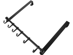 Puerta De Aluminio Con 6 Ganchos Para Abrigos De Aleación Negra. No Requiere Perforación.
