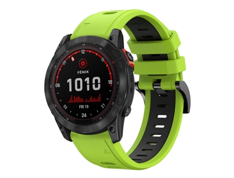 Correa Smartwatch para Garmin Fenix 7X 26mm Silicona Deportiva Bicolor (Verde Lima + Negro)