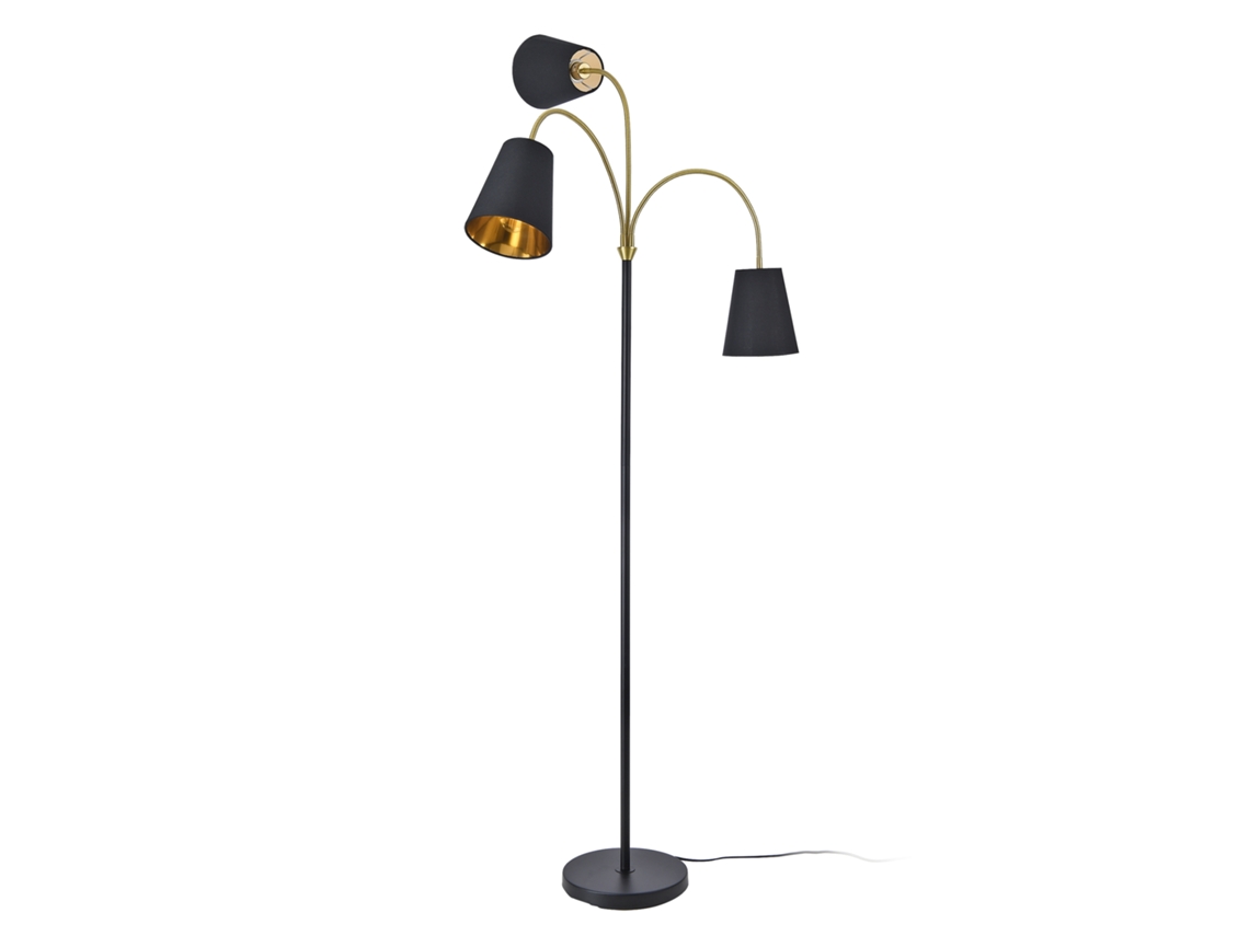 Lámpara de pie Wycombe 3x E14 40W metal tela 154x88 cm - Negro/Dorado LUX.PRO