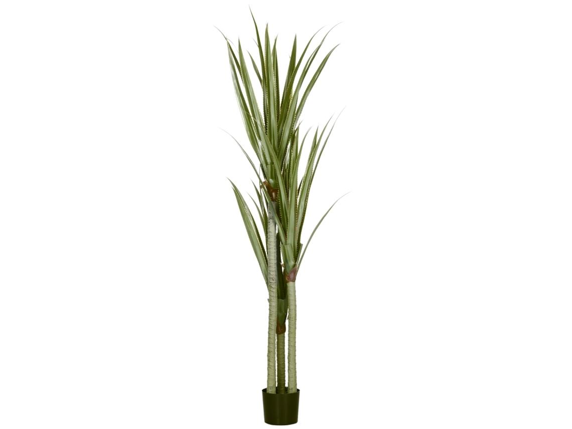 Planta De Yuca Artificial Grande De 190 Cm, De Plástico, En Maceta Color Esmeralda.