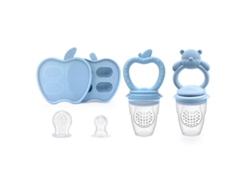 Alimentador Frutas Bebé Eifson 6+ Meses Con Molde Hielo Y 2 Chupetes (manzana+oso Azul)