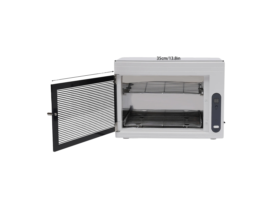 Esterilizador de herramientas para uñas, tecnología UV, diseño compacto, color blanco roto.