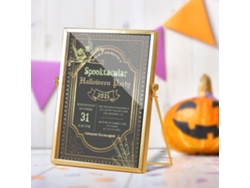 Adorno acrílico estilo Halloween con borde dorado para mesa Cbs721x26