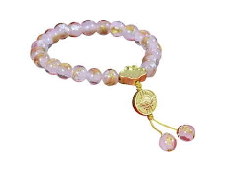 Bolso JEIIBRZUI Pulsera De Gris Fragante Lámina Oro Plata Vidrio Rosa (8 mm)