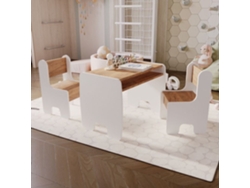 Conjunto de mesa y 2 sillas infantiles TIMI - roble blanco/oro