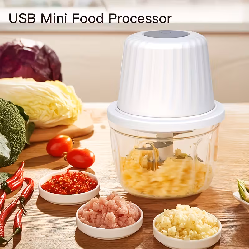 Picadora de Carne Eléctrica para Carne de Cerdo Picada con Pasta de Ajo, con Recipiente de Plástico de Gran Capacidad Stelasplen (400 ml)