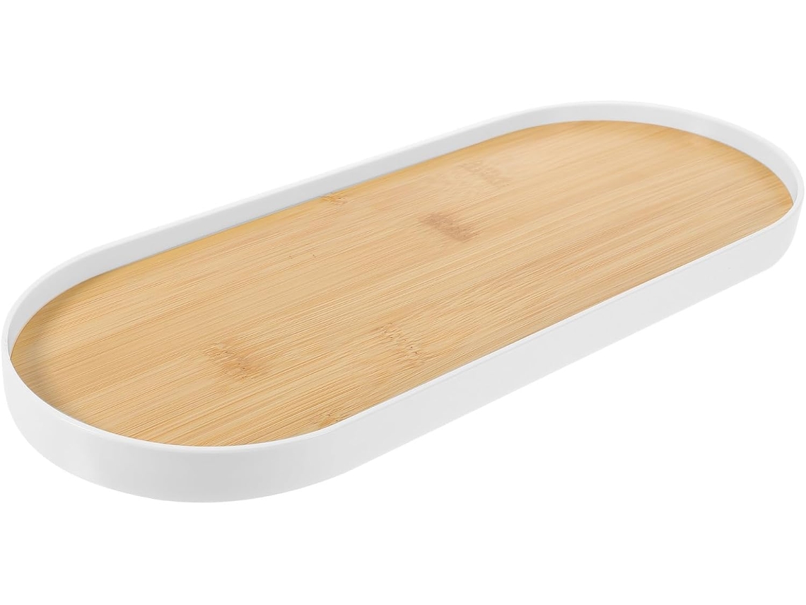 Bandeja Oval De Bambu Yarnow Para Organizar Joias E Pequenos Objetos. Design Elegante E Textura Fina Para Penteadeira