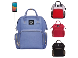 Mochila Cambiador Multifuncional Impermeable Con Puerto Usb, 24l, Para Bebé, Color Rojo Y Blanco.