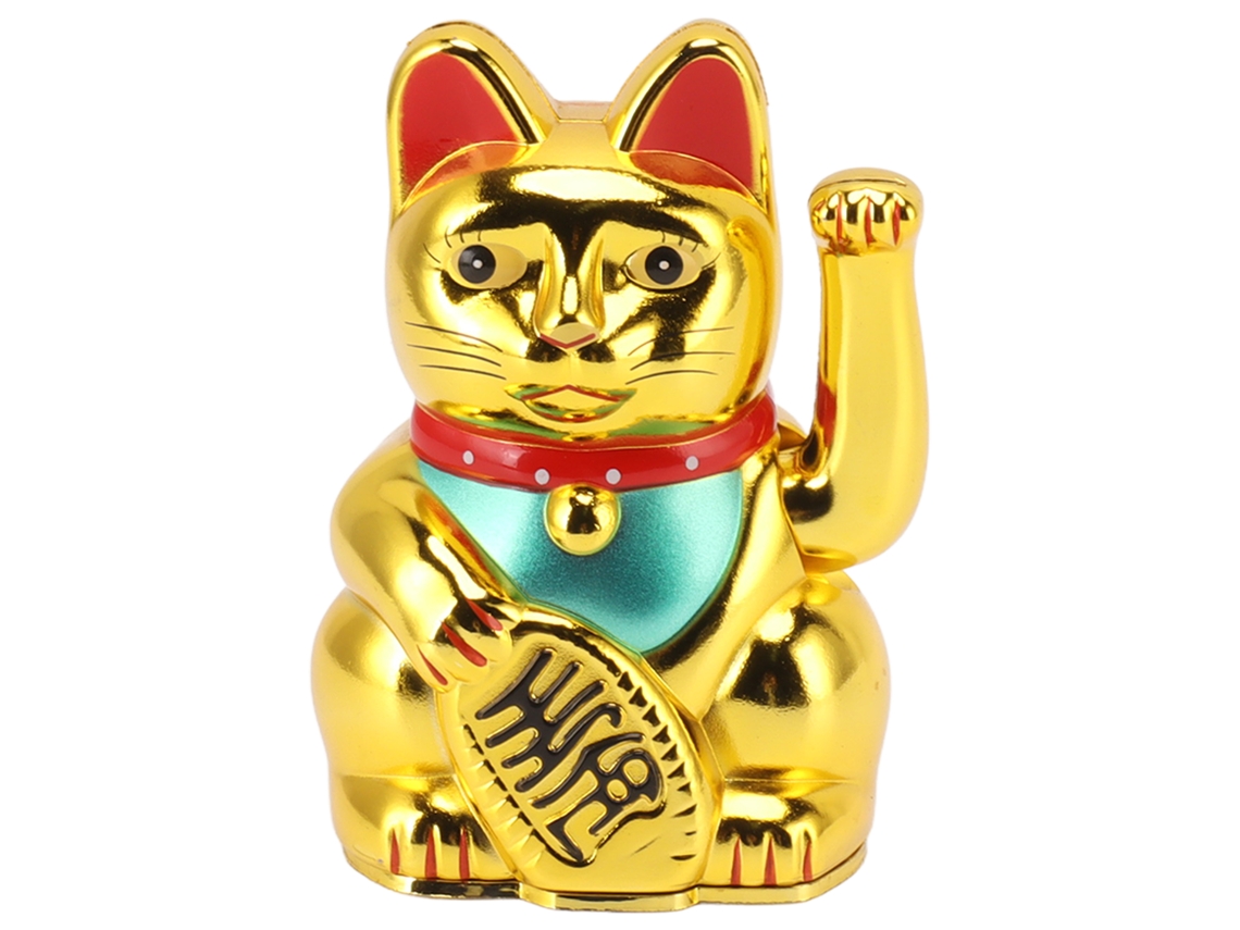 Decoración de mesa con forma de gato de la suerte de 10 cm para el hogar, adorno de mano alegre que revuelve, regalo dorado