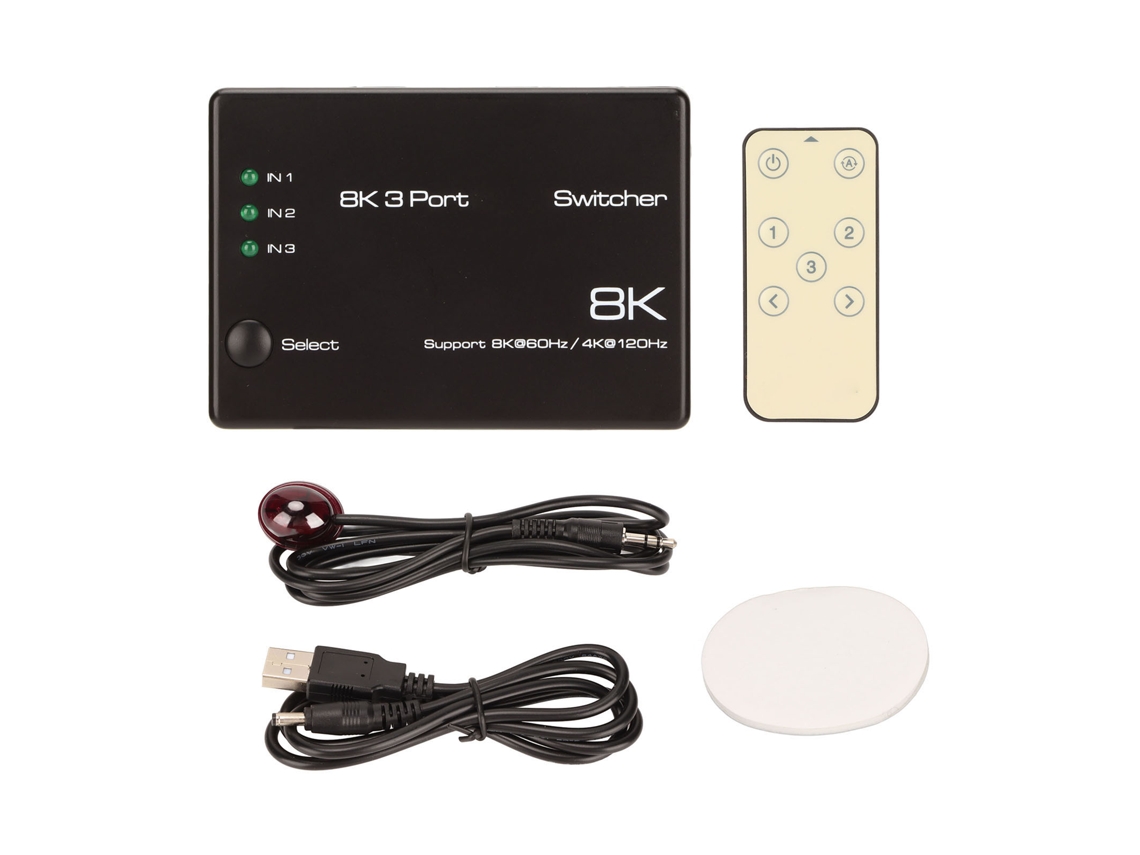 Switcher De Interface Multimídia Hd 3 Em 1 Suporta 8k 60hz 4k 120hz Hdr 1080p