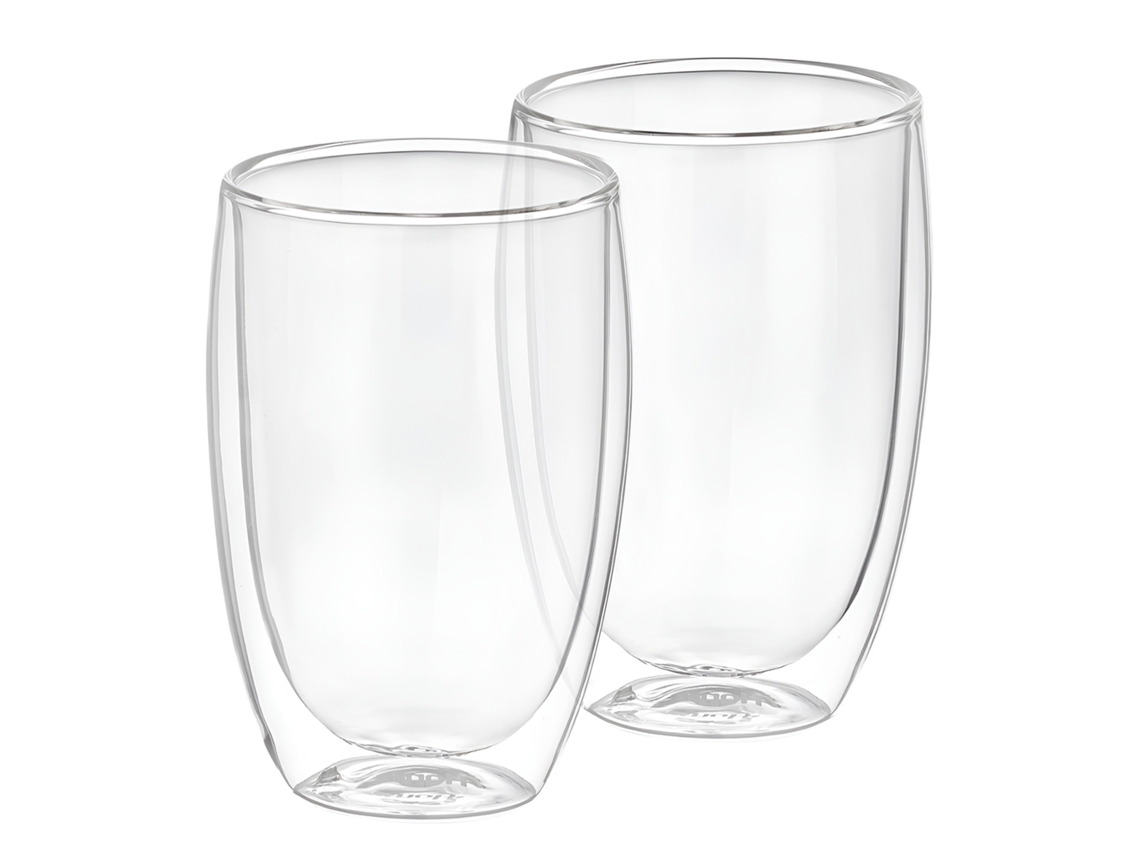Juego de 2 vasos CHEFFINGER de 350 ml de doble pared en vidrio de borosilicato transparente