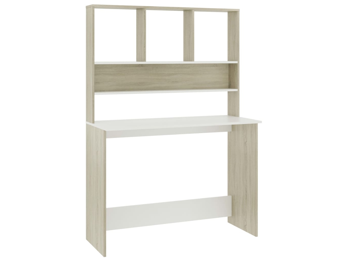 Maison Exclusive - Escritorio Estantes Contrachapada Blanco Y Roble 110x45x157cm