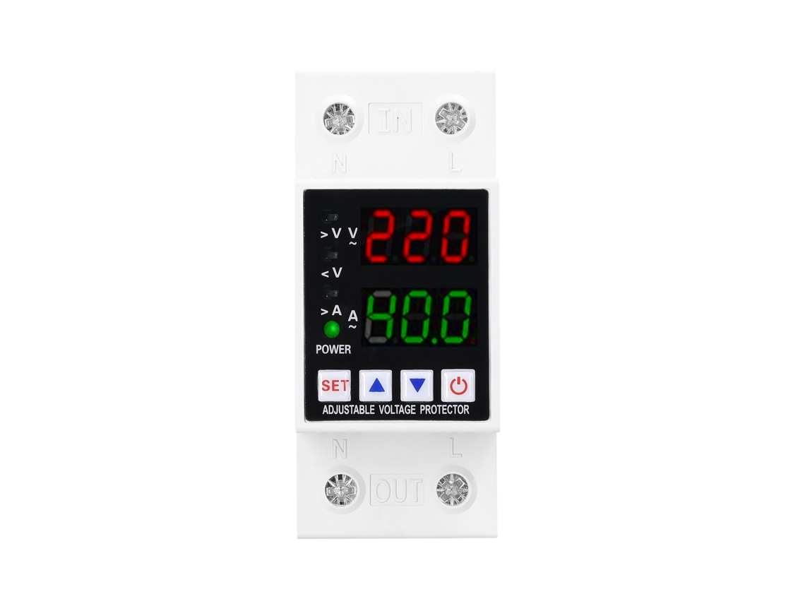 Protector De Voltaje Ajustable Con Doble Pantalla, Reinicio Automático Y Protección Inteligente Contra Sobretensión, Subtensión Y Sobrecorriente.