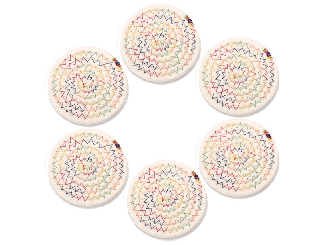 Juego de posavasos con aislamiento para el hogar, soporte para taza de té y cuenco, juego trenzado de cuerda de algodón de 6 piezas TRUYUETY