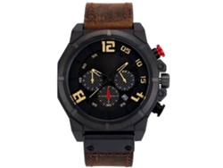 Relógio De Pulso Masculino Simples Fashionado De Liga Quartz Com Mostrador Redondo Calendário(dark Coffeewhite)