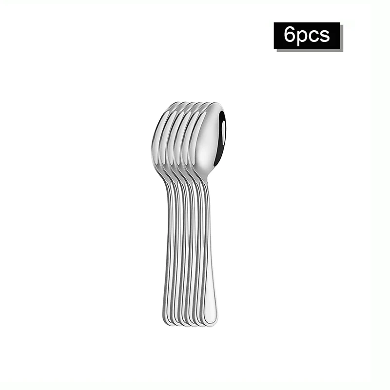 Juego De Cubiertos De Acero Inoxidable (6 Piezas), Que Incluye Cuchillo Y Tenedor Para Carne, Tenedor Y Cuchara Para Postre.