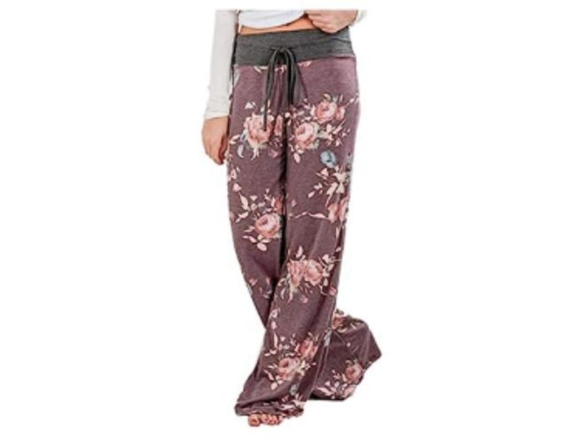 2026-pantalones De Reposo Amplios Con Cordón Ajustable Estampados Florales Para Mujer, Cómodos Y Elásticos Xxl Morado