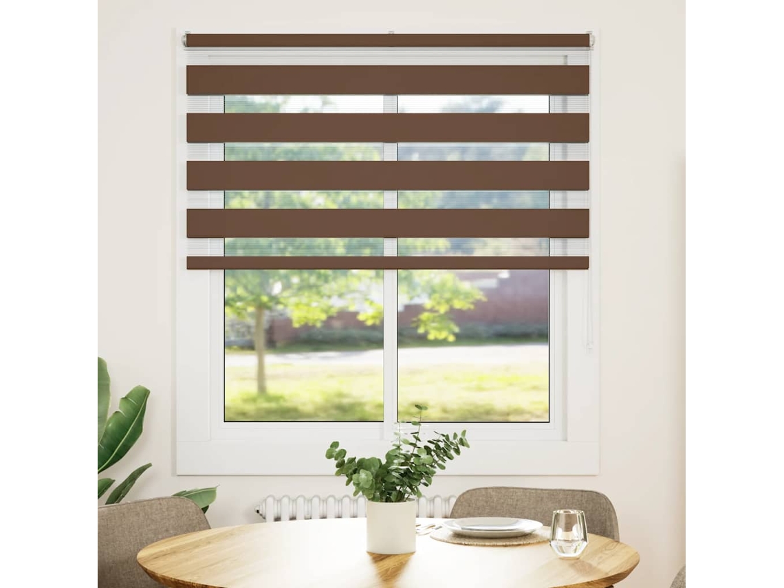 Maison Exclusive - Estor Cebra Marrón 135x150 Cm Tejido Ancho 130,9 Cm Poliéster