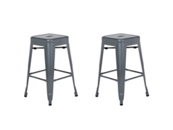 Conjunto de 2 sillas de bar BELIANI Cabrillo de Acero Gris 40x40x60