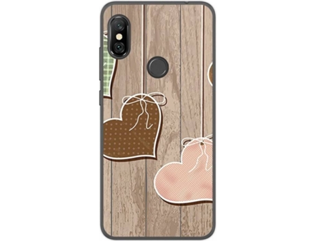 Carcasa Xiaomi Redmi Note 6 Pro TUMUNDOSMARTPHONE Corazones Madera Multicolor