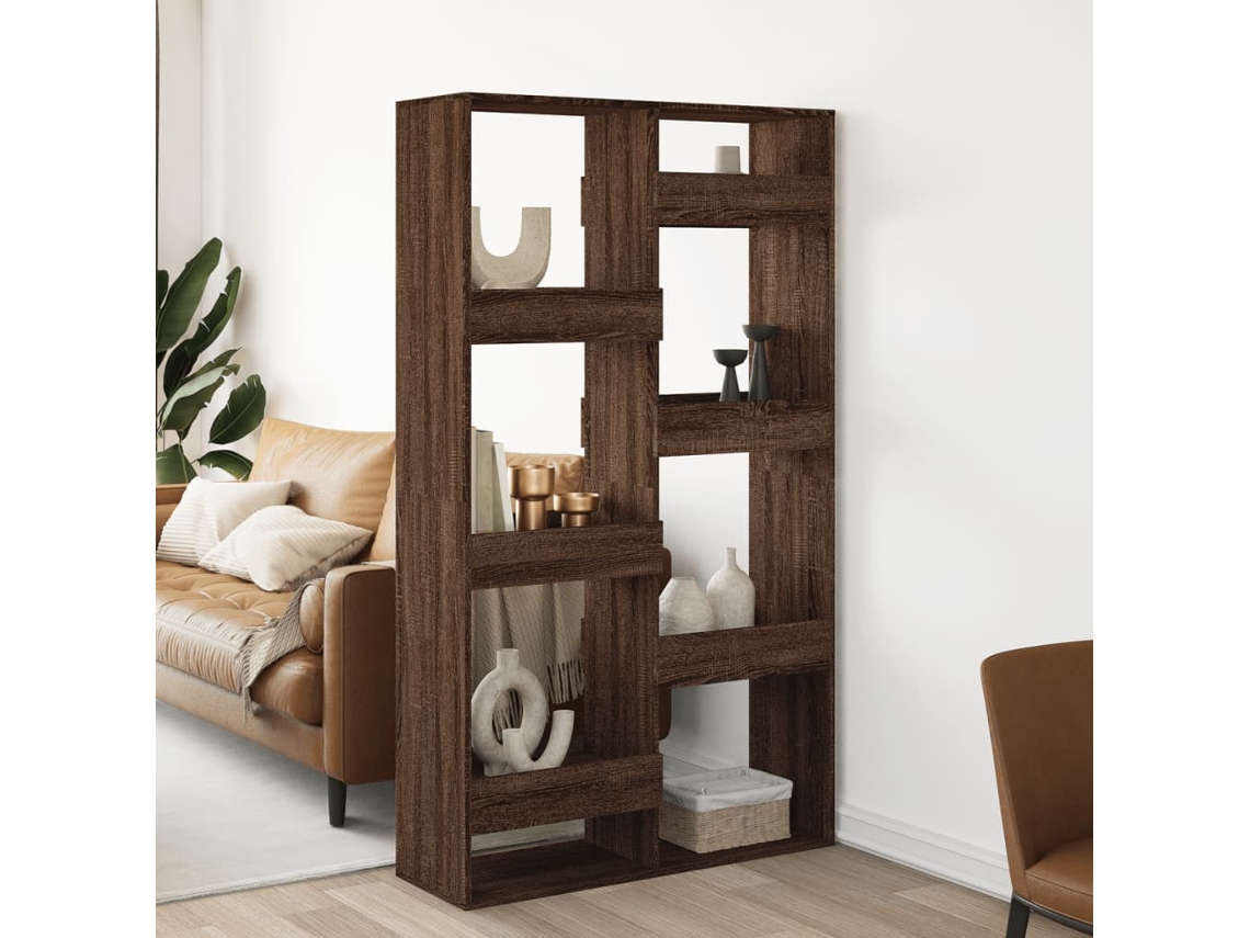 Biombo plegable | Separador de ambientes 100x33x175 cm, color roble, derivado de madera, marrón