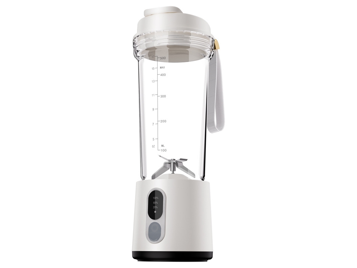 Exprimidor de frutas Eifson de 4000 mAh, 180 W, USB, 4 cuchillas, vaso de jugo de doble uso (blanco)