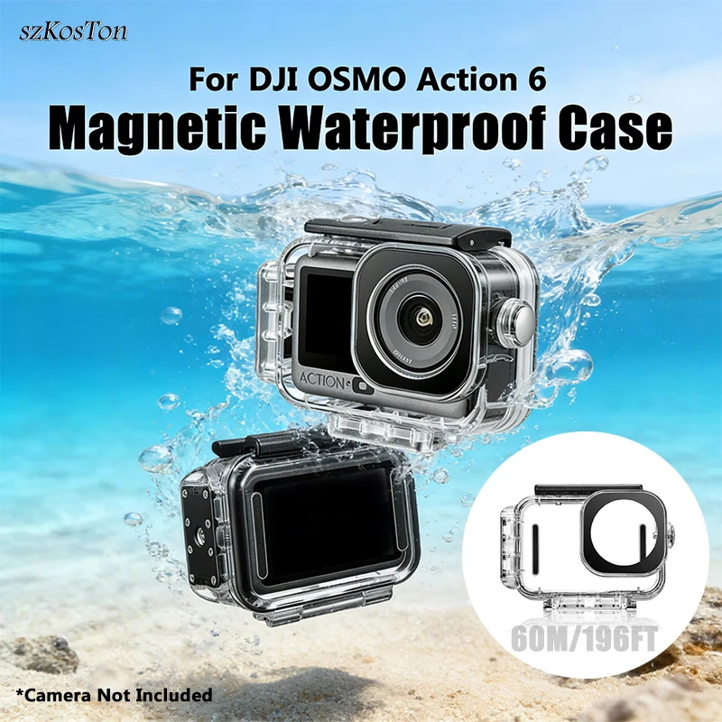 Carcasa impermeable para buceo de hasta 60 metros (196 pies) para DJI Osmo Action 6, tipo A.