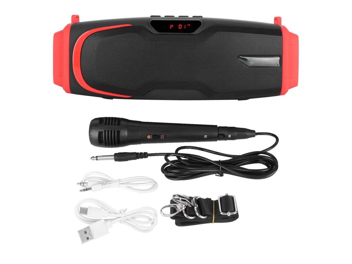 Altavoz Bluetooth Portátil De Alto Volumen Con Graves Potentes, Pantalla Y Micrófono (rojo)