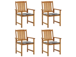 Sillas de jardín DKD Home Decor de 4 piezas con cojines, madera maciza de acacia