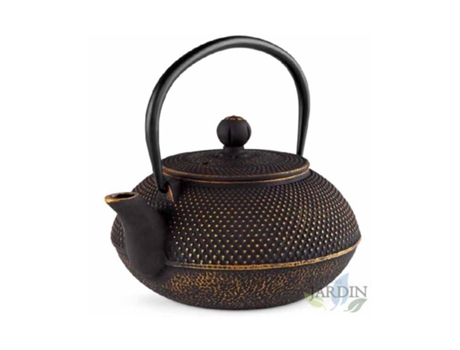 Tetera De Hierro Fundido (Exterior Color Latón Embejecido) Con Diseño Tradicional Japonés Tetsubin Capacidad 800 Ml ORBEGOZO